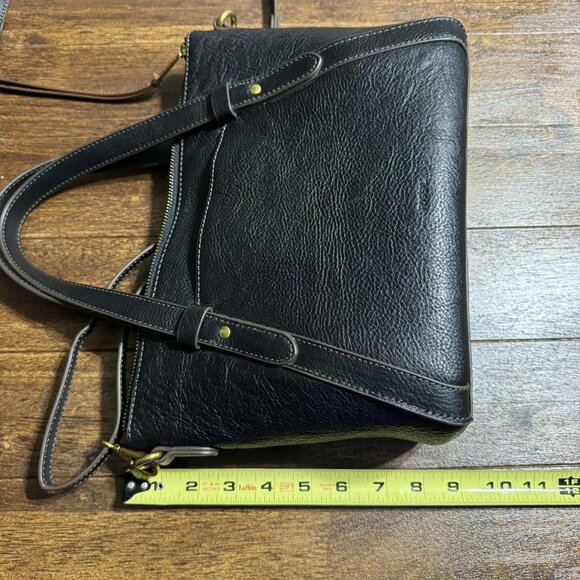 Fossil Avondale Black Leather Satchel Handbag Brass Hardware Excellent - Picture 7 of 16